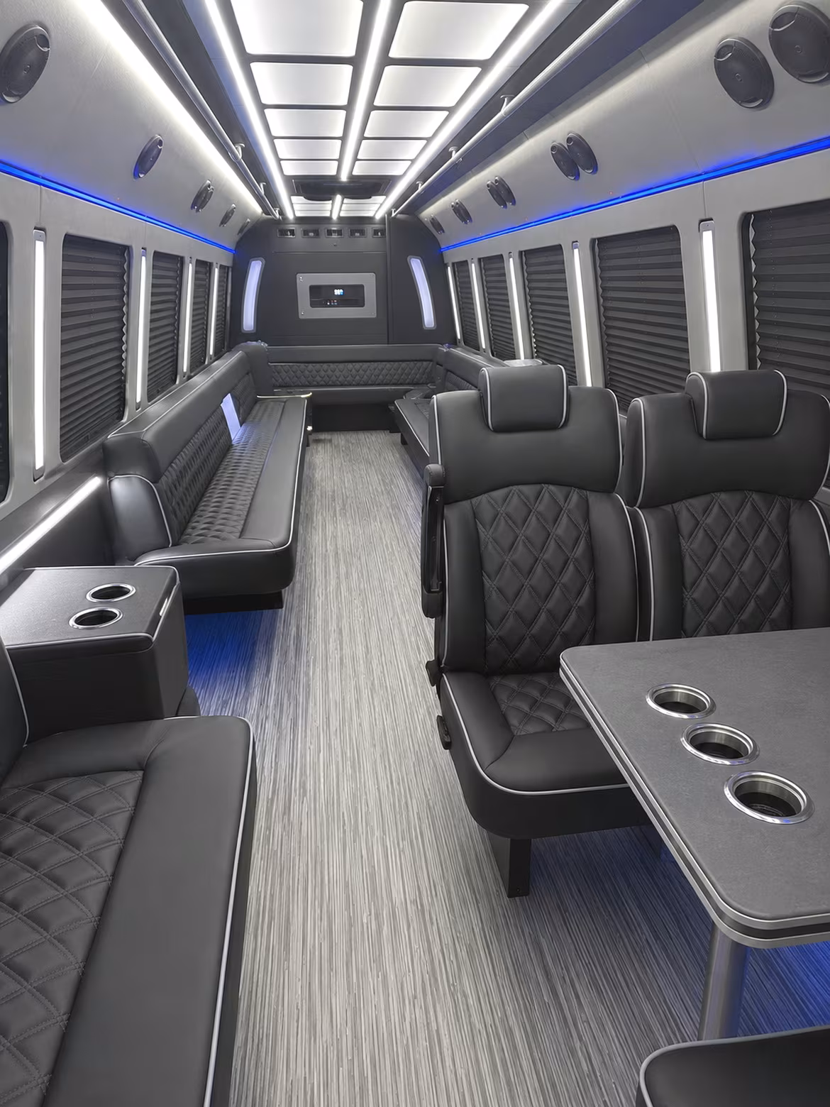 ann arbor 25 passenger party bus inside
