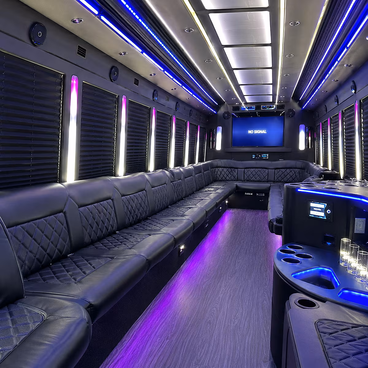 ann arbor 30 passenger party bus inside
