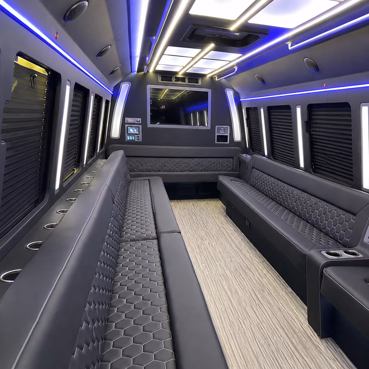 ann arbor 40 passenger party bus inside
